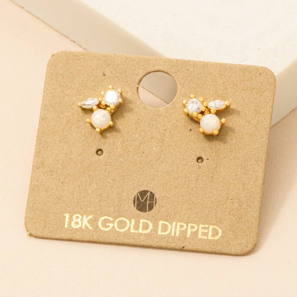 G Mini Triple Rhinestone Stud Earring for wholesale on Faire1