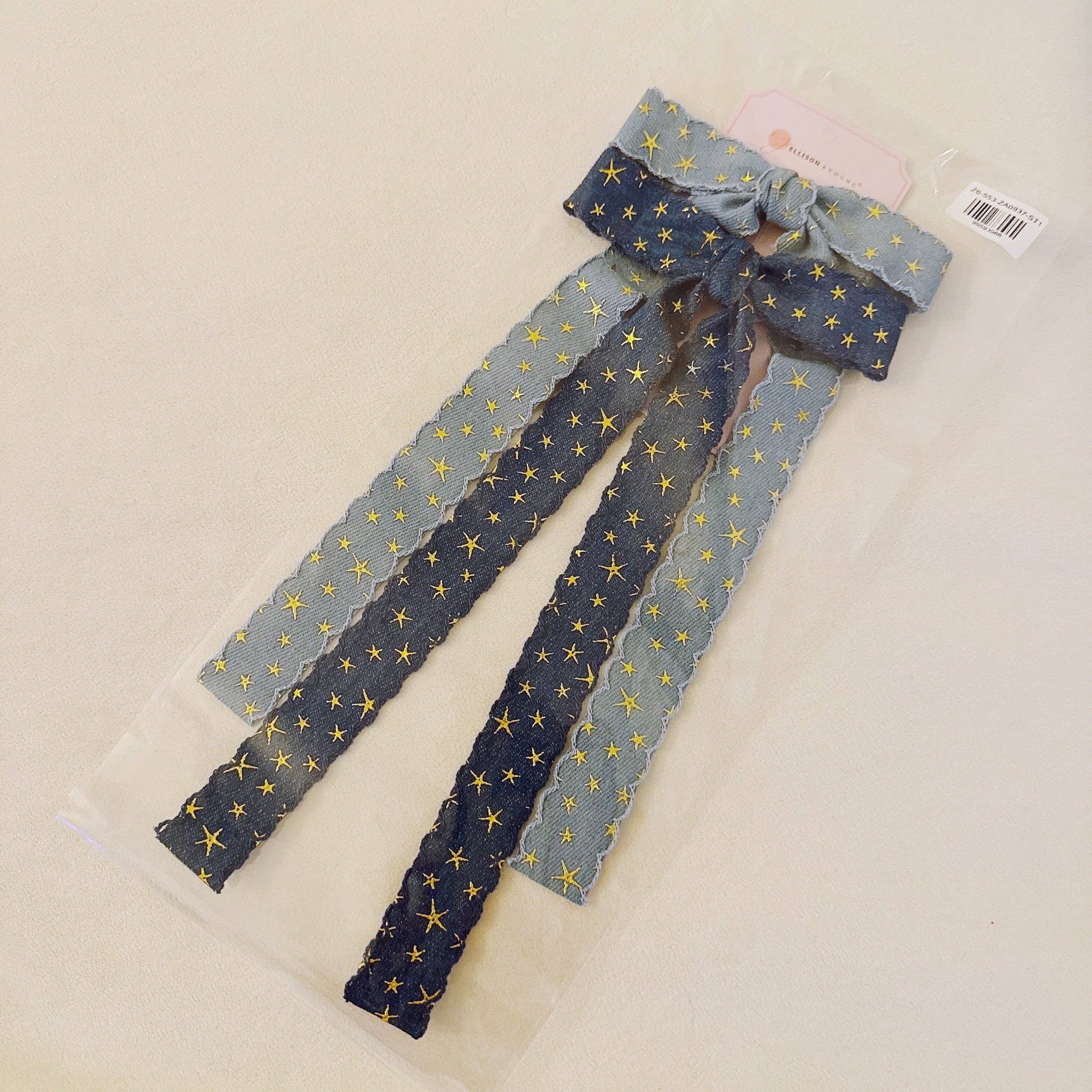 Ellison+Young - Vendita all'ingrosso Fermaglio per capelli - Donna - Set di 2 fermagli per capelli con fiocco in jeans e stella dorata6