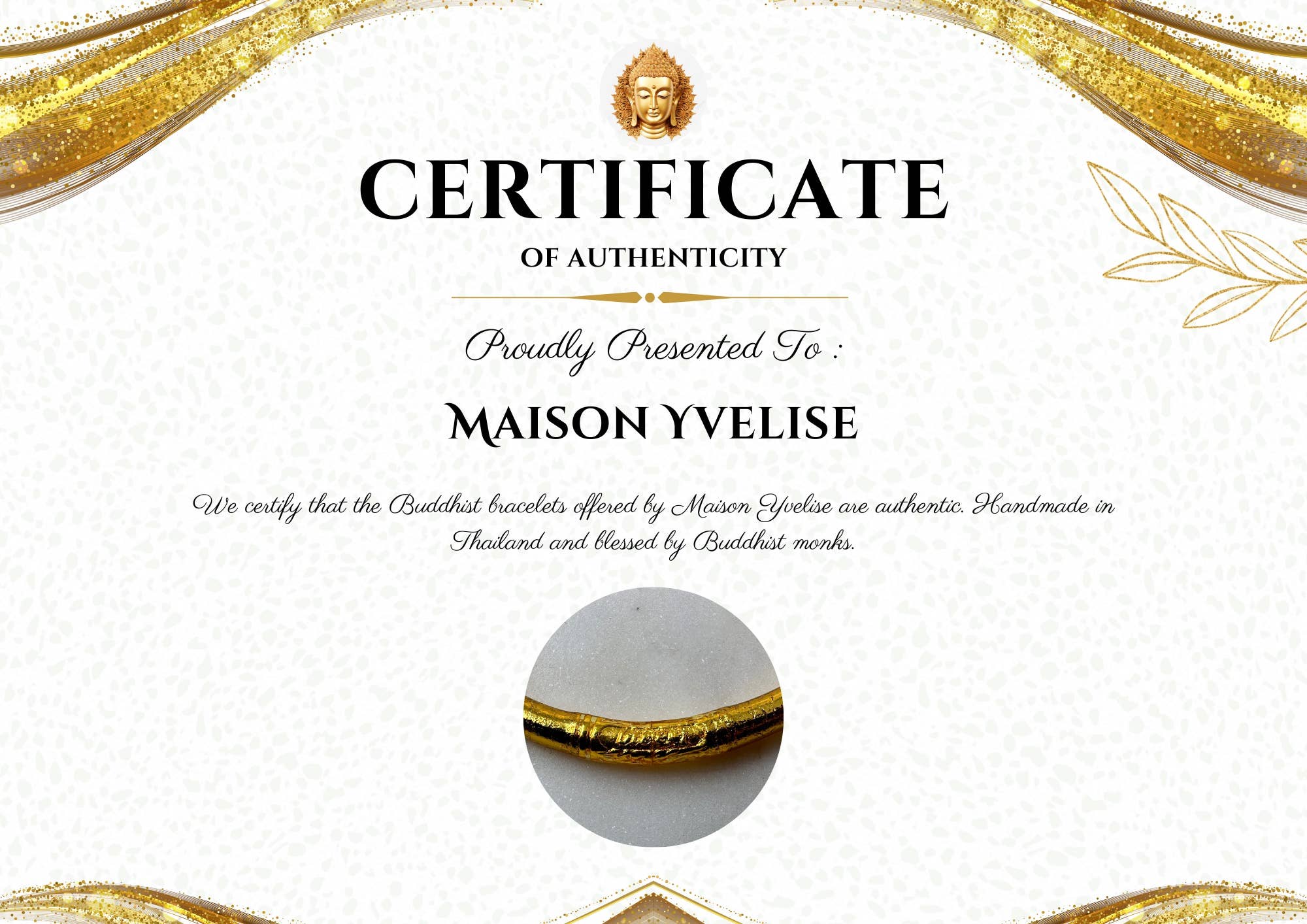 Maison Yvelise - Wholesale Bangle Bracelet - Thai Buddhist Bangle Bracelet Champagne Kumlaï Blessed3