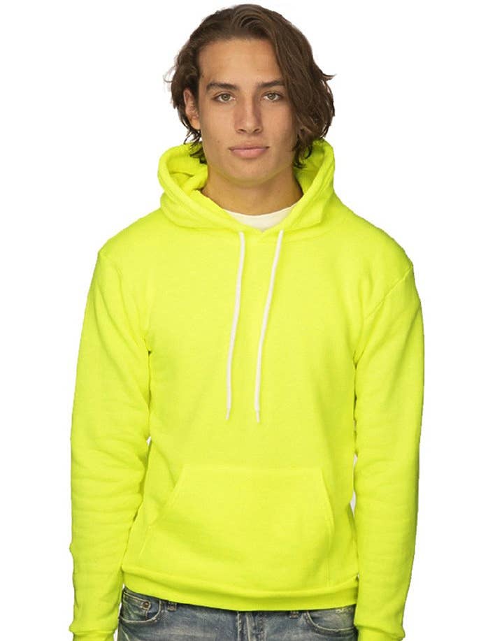 Unisex Fleece Neon Yellow Pullover Hoodie for wholesale by Royal Apparel