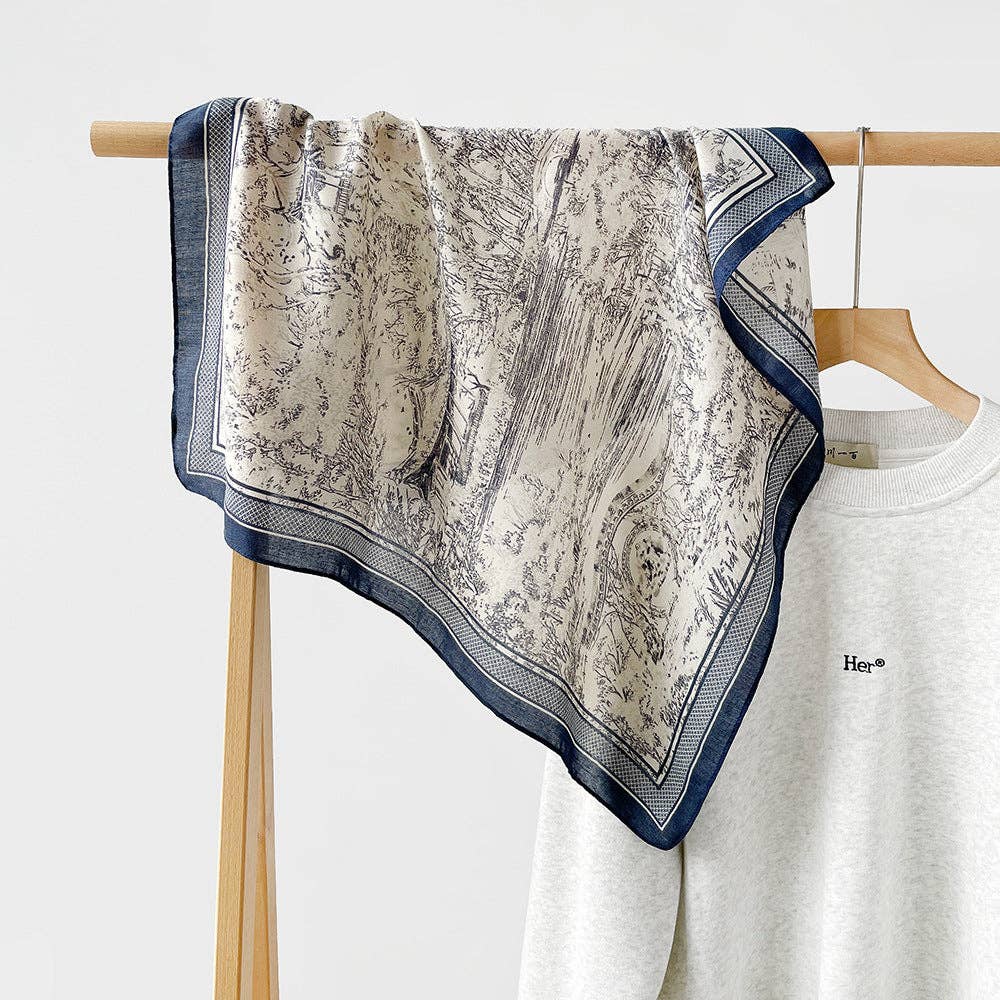 Dipped Shop - Wholesale Scarf - Women's - Splicing Print Vintage Square Silk Scarf DP25G45213