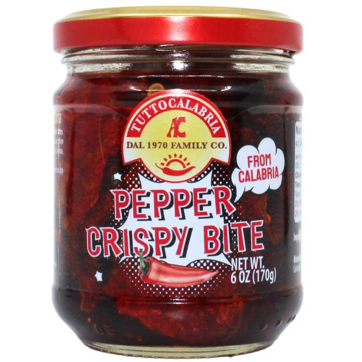 Wholesale Italian Food - Wholesale Dried Spice Mix - TuttoCalabria, Crispy Calabrian Chili Peppers in Oil, Mild Chili Crisps 6 oz