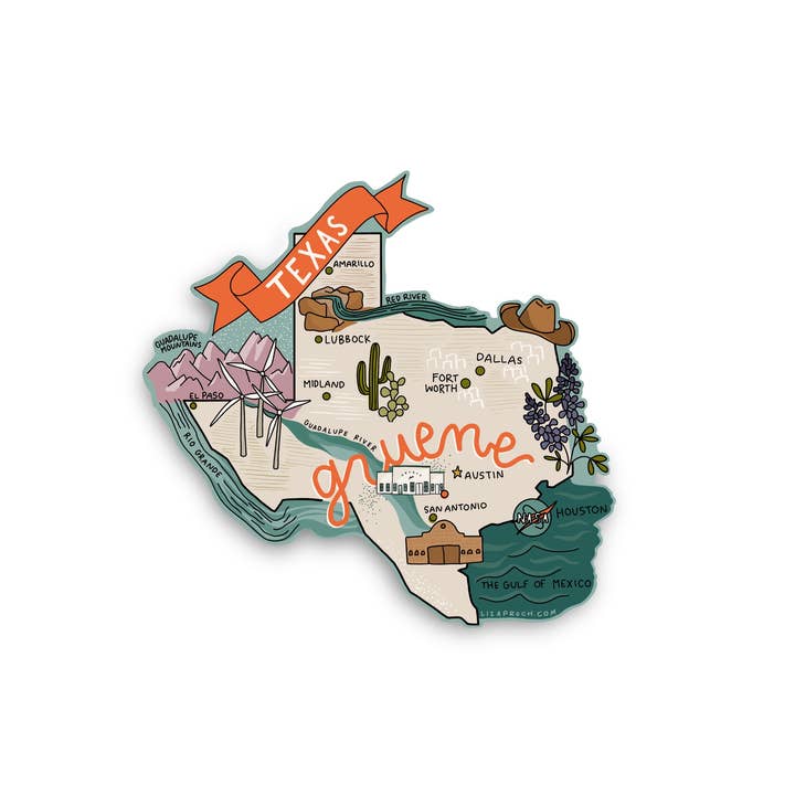 Liza Proch - Wholesale Sticker - Gruene Map Vinyl Sticker
