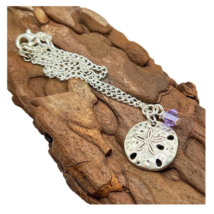 Sand Dollar Anklet: Purple Crystal Beach Jewelry for wholesale by EarthlieTreasures