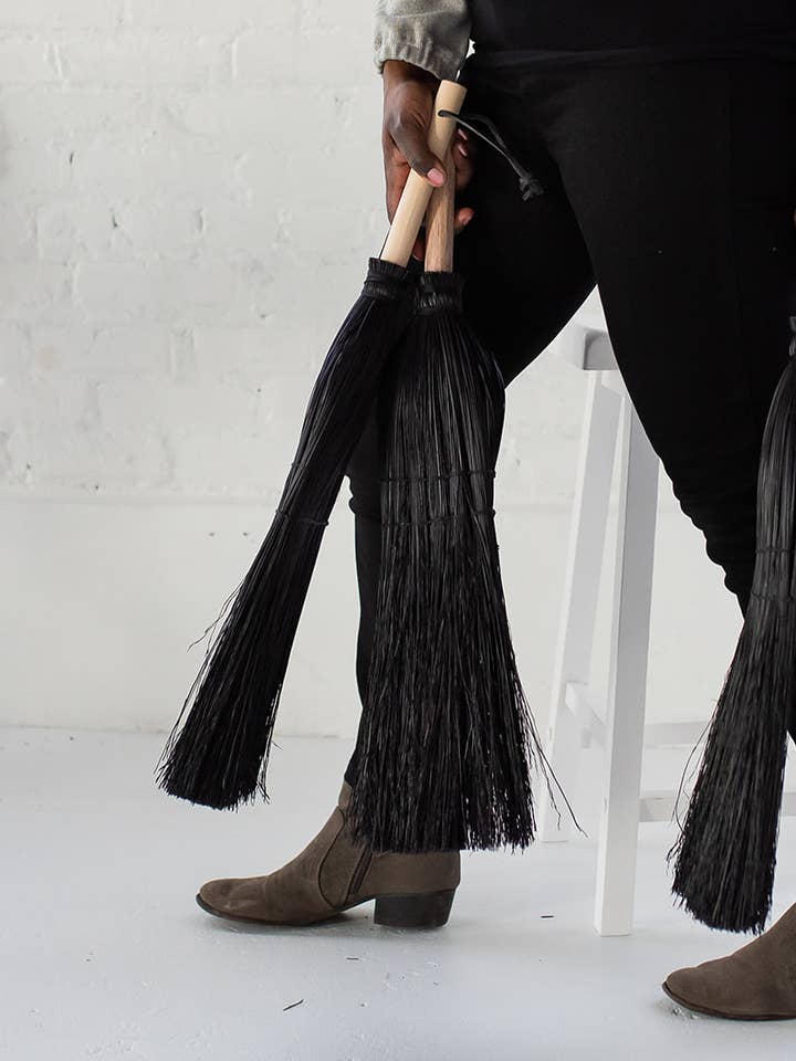 Ramses Hearth Broom for wholesale by Prairie Breeze Folk Arts Studio