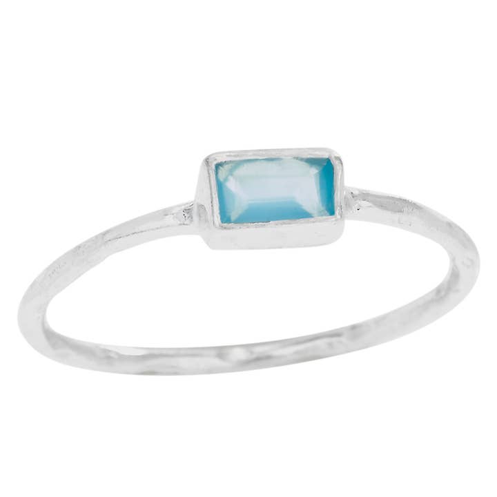 Simple Rectangle Chalcedony Sterling Silver Ring for wholesale by Tiger Mountain Jewelry