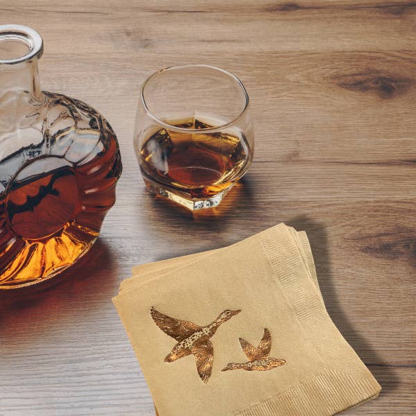 Hey Y'all Party - Wholesale Disposable napkin - Ducks Gold Foil on Taupe Party Napkins2