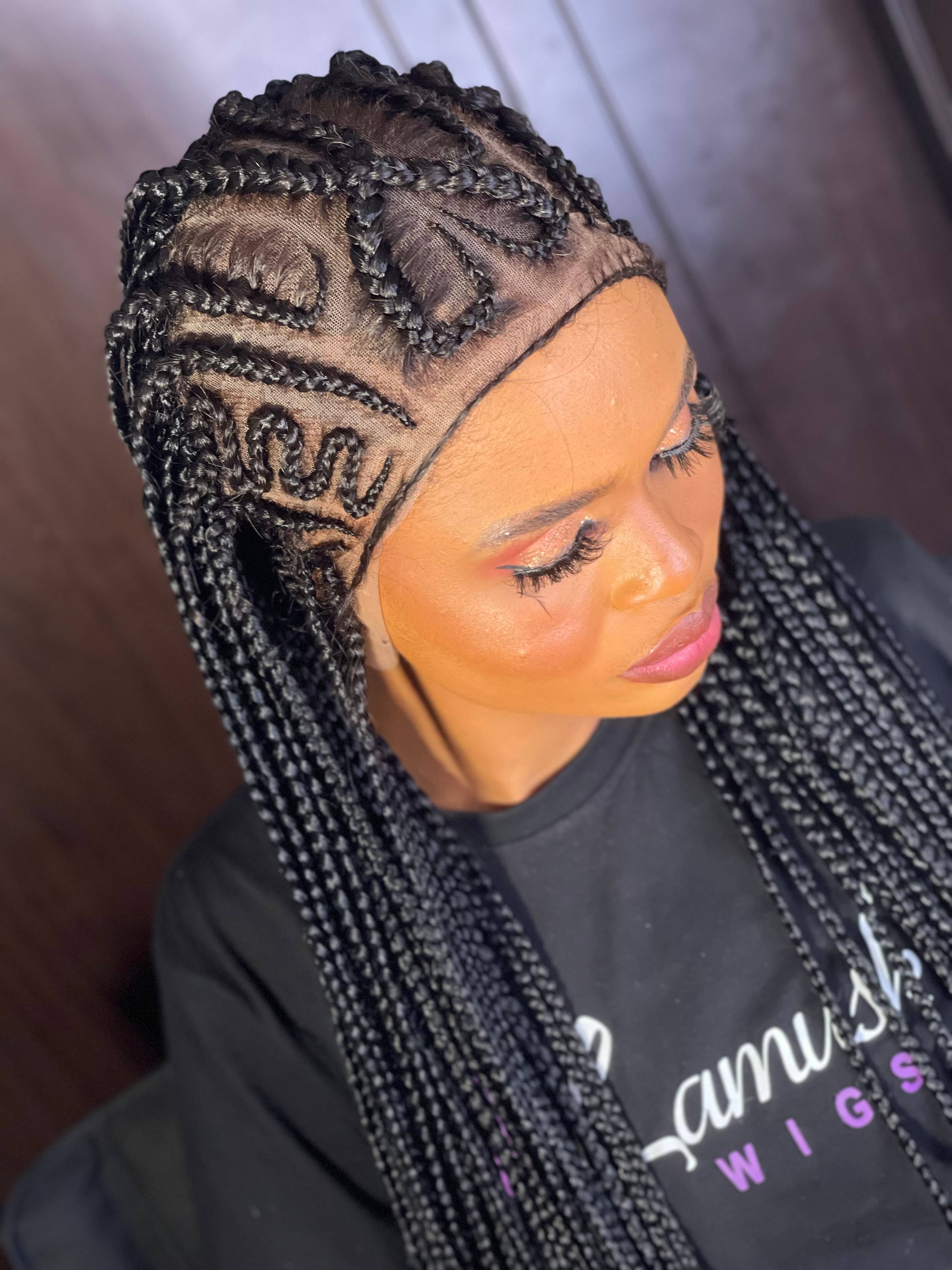 Lamuskwigs - Wholesale Wig/Hair Piece - Cornrow Braided wig for black women. Braided wig with elasti3