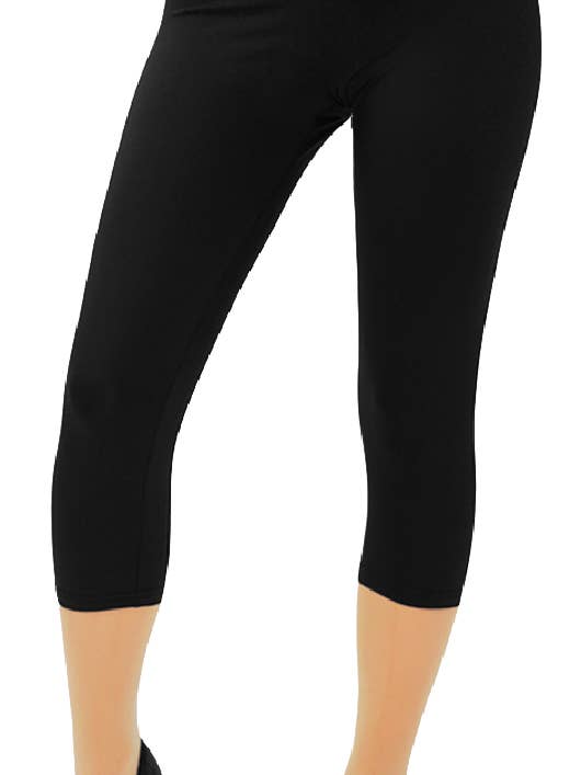 Basics - Fitted Capri - Black matte interlock perfect length capri for wholesale by Texas Motion Sports