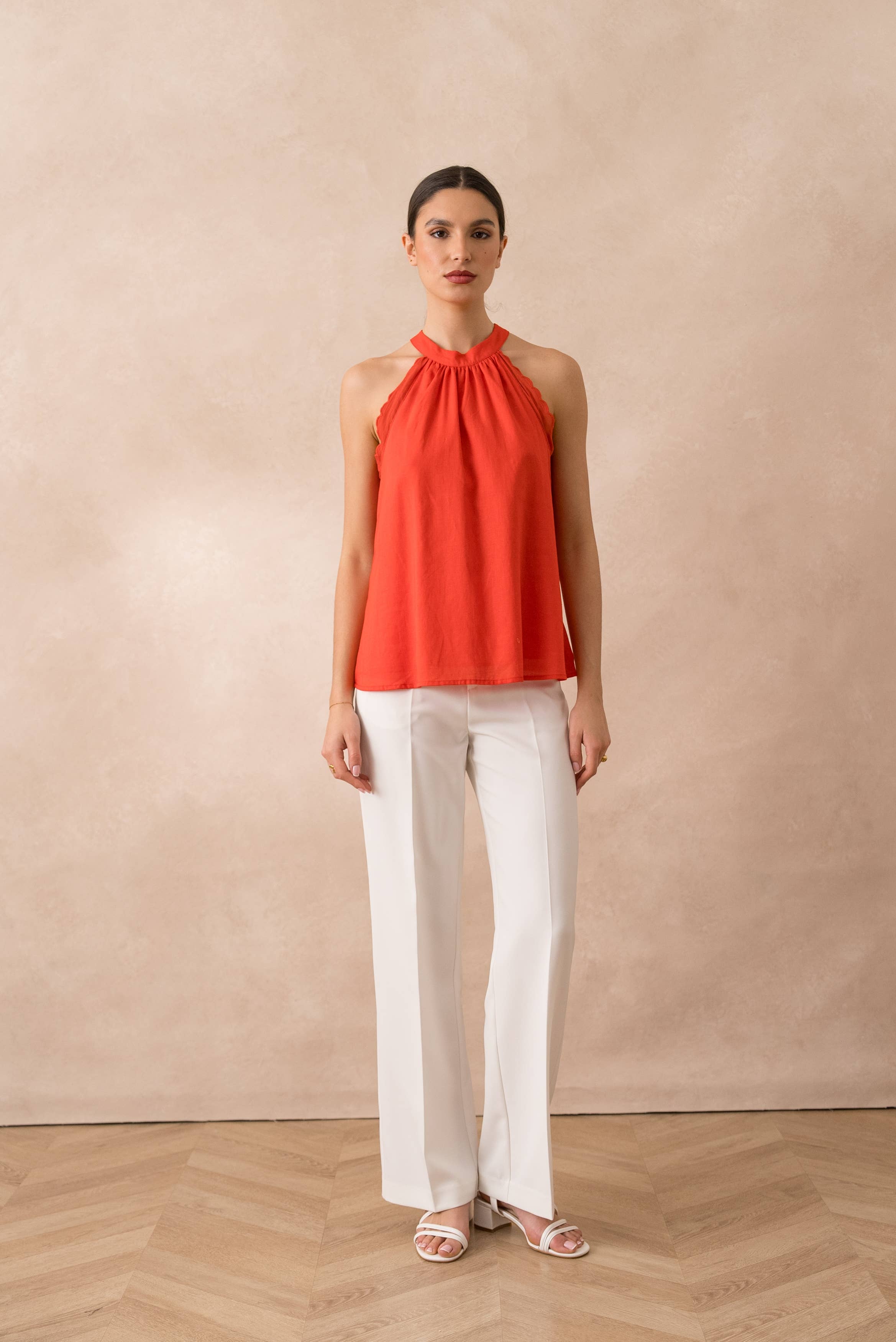 Attentif Paris - Wholesale Blouse - Women's - Top with bow neckline containing linen23