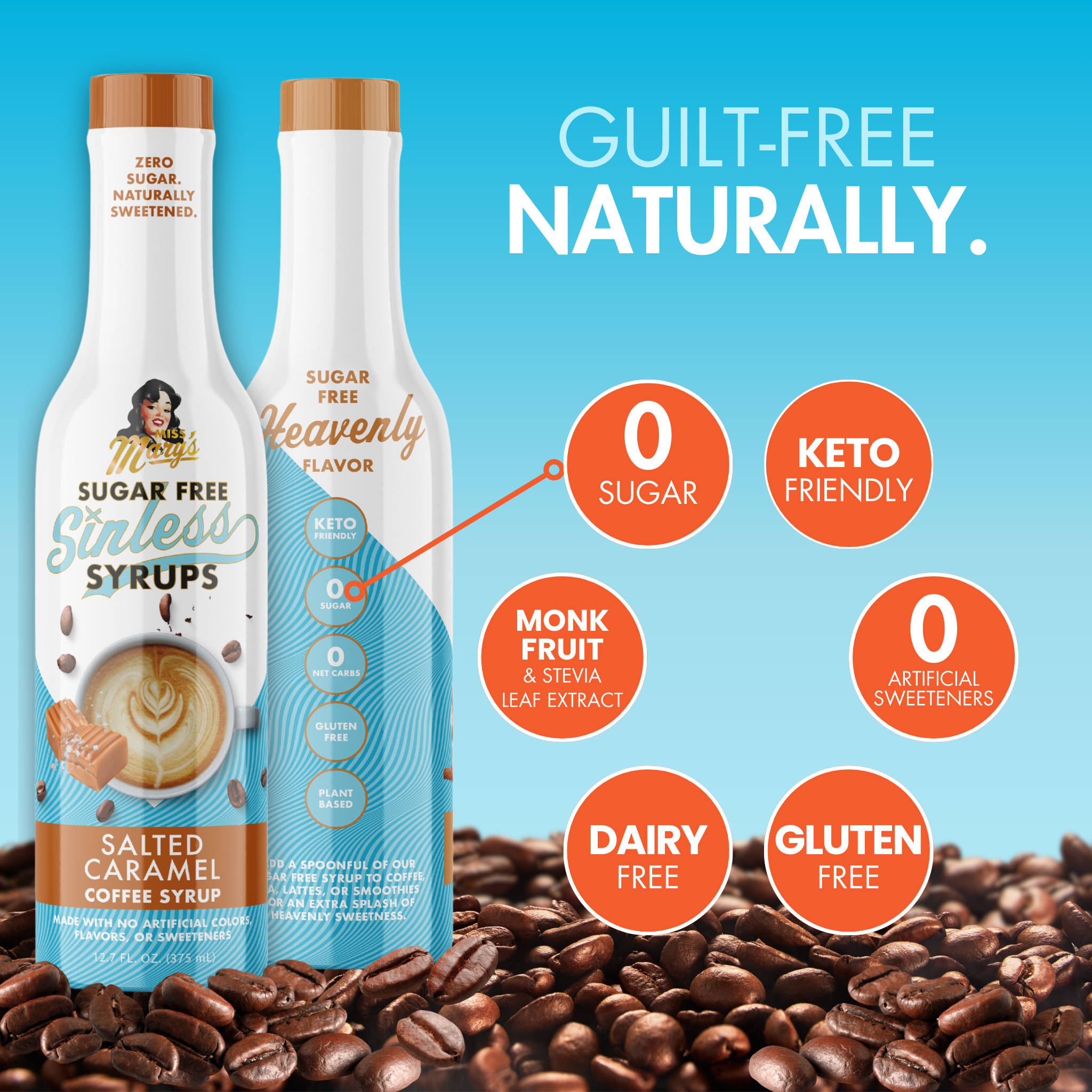 Miss Mary's Mix - Wholesale Flavored Syrup - Salted Caramel Sugar Free Sinless Syrups4