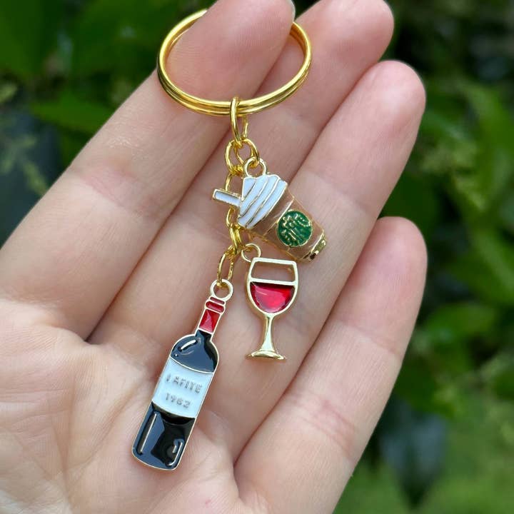 Arcfo Jewelry - Wholesale Keychain - Unisex - Cute Coffee, Ice Cream and Red Wine Keychain Set 1