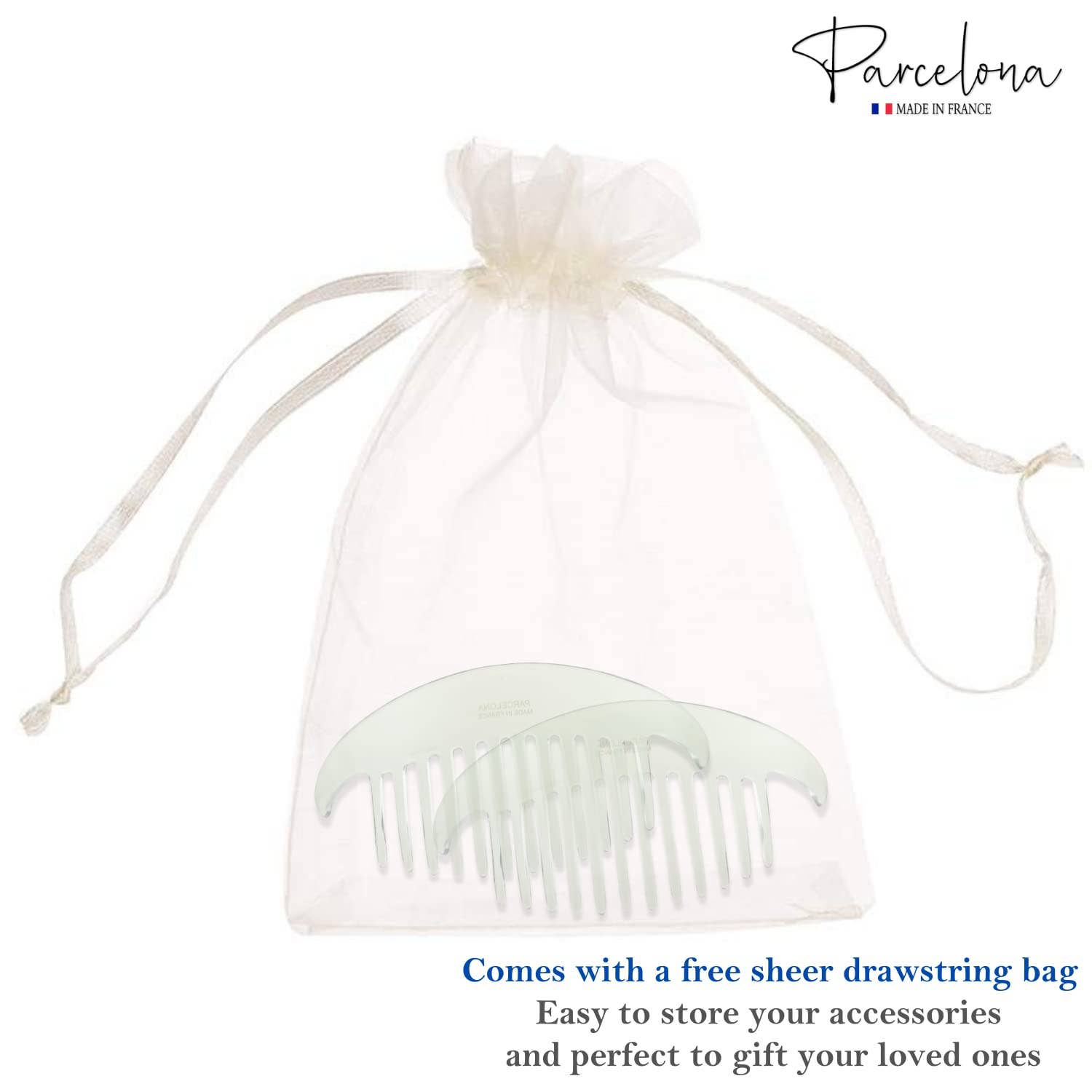 Parcelona - Wholesale Hair Brush/Comb - Parcelona French Alice Large Celluloid 12 Teeth Side Hair Combs for Women 2 Pcs16