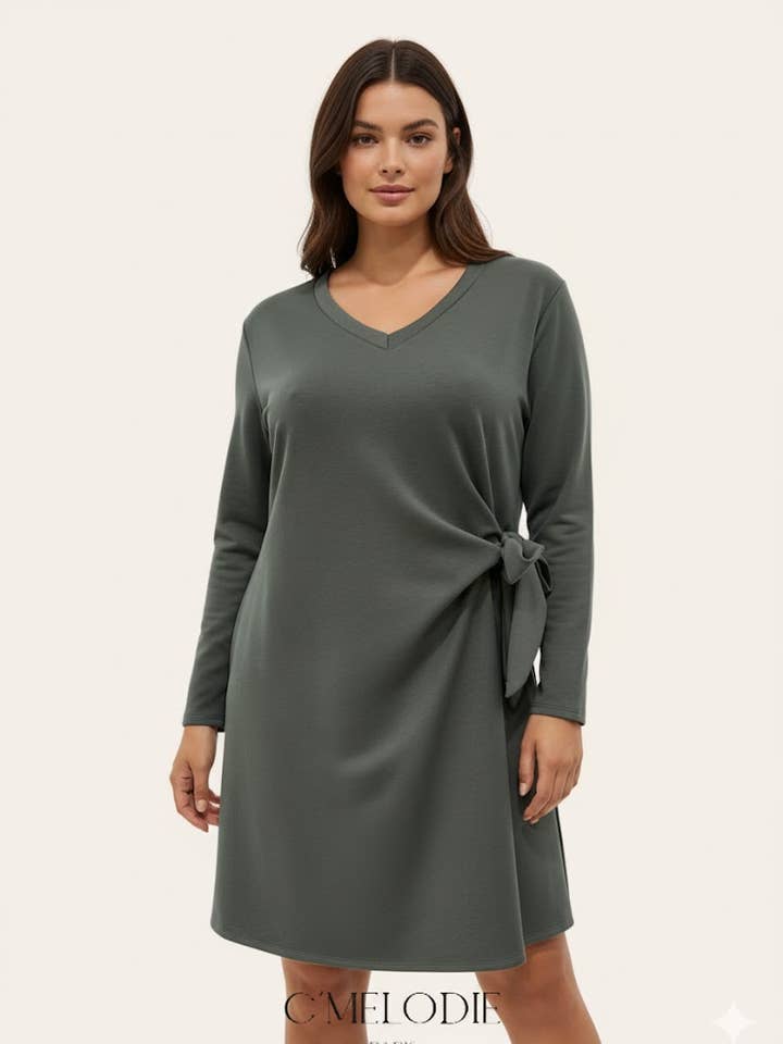 Taglia Grande - Abito Tunica Chic a Maniche Lunghe per la vendita all'ingrosso da parte di C'MELODIE