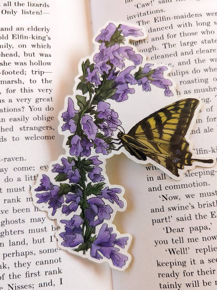 Swallowtail and Sage Vinyl Sticker | Cottagecore for wholesale by Cae of the Sky