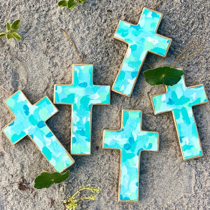 Lemondaisy Design - Wholesale Ornament - Abstract Cross Hand Painted Ornament3