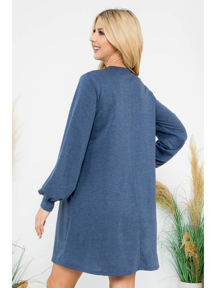 You & Me - Wholesale Dress - Women's - SALE!!! YMD10062XV-PLUS SIZE PUFF SLEEVE FRENCH TERRY DRESS16