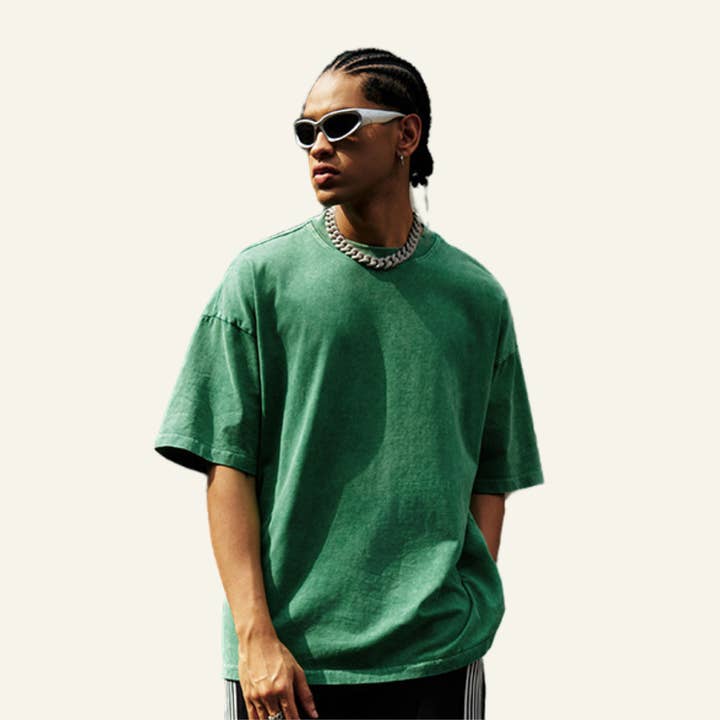 Men's Cotton Streetwear Vintage Washed T-shirt for wholesale by particleactive