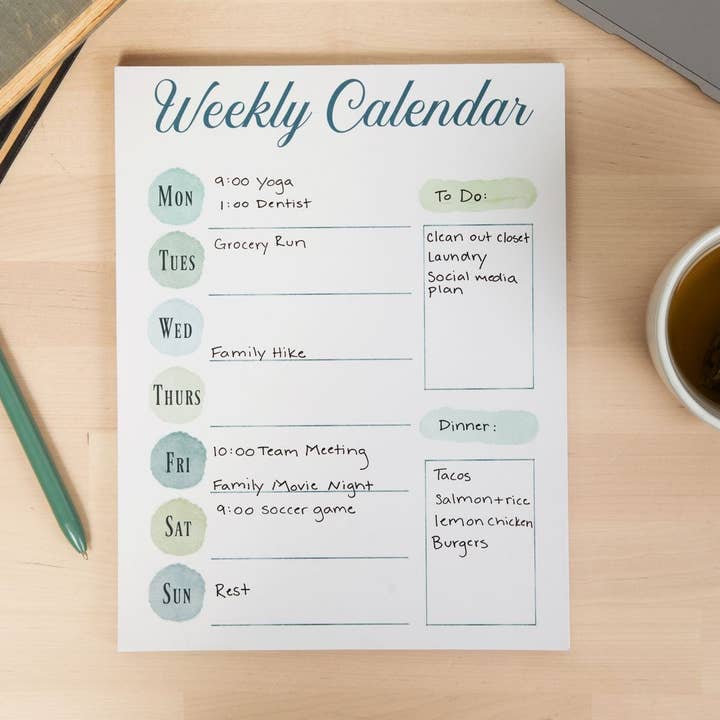 Weekly Calendar Pad | 8.5 X 11 In 50 Thick Pages | Weekly Planner Pad for wholesale by The Living Family