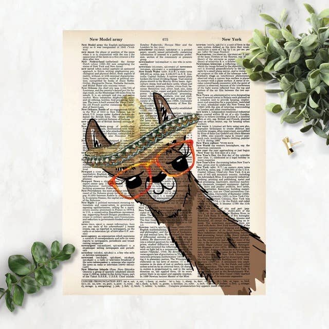 Blue Twist & Co - Wholesale Art Print - Llama with Sombrero and Glasses