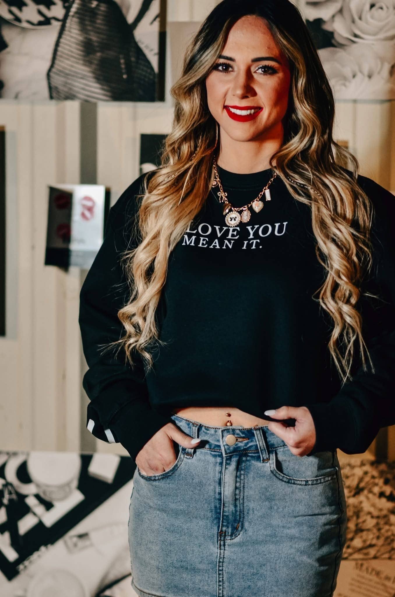 Southern Bliss Co. - Wholesale Graphic Sweatshirt - Women's - Love You Mean It Black Sweatshirt1