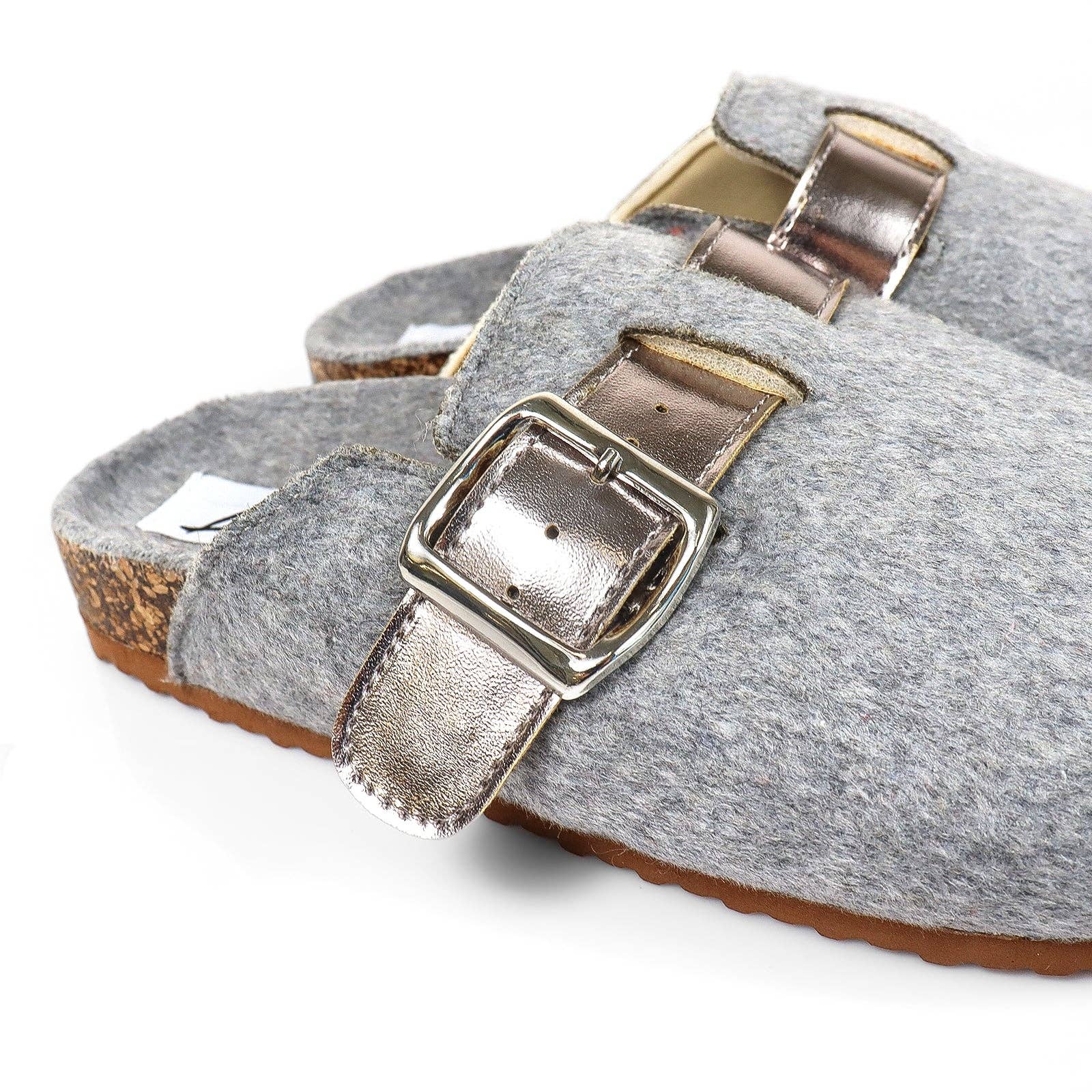 CAMILE-3 FUR BOSTON SOFT FOOTBED CLOGS GREY FELT for wholesale on Faire2