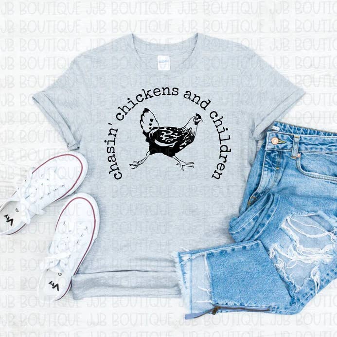 Chasin Chickens And Children Tee for wholesale by Rockin’ 5A Apparel