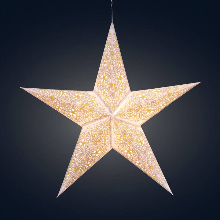 Cathedral ~5 P, 24, White/Yellow Paper Starlight Lantern for wholesale by Artschatz LLC