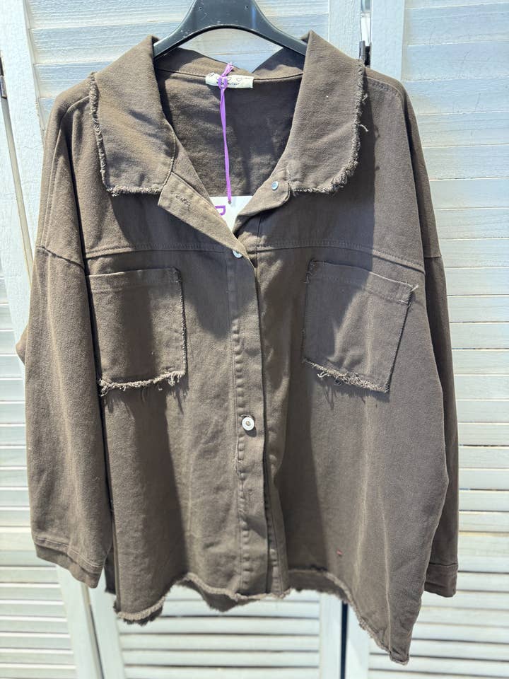 Brown Oversized jacket with graphic print for wholesale on Faire2