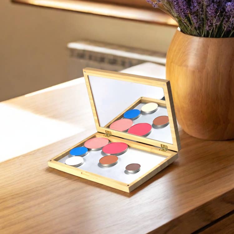Mila Sustainable Packaging Company - Wholesale Makeup Storage Box - Large Handcrafted Bamboo Magnetic Makeup Palette