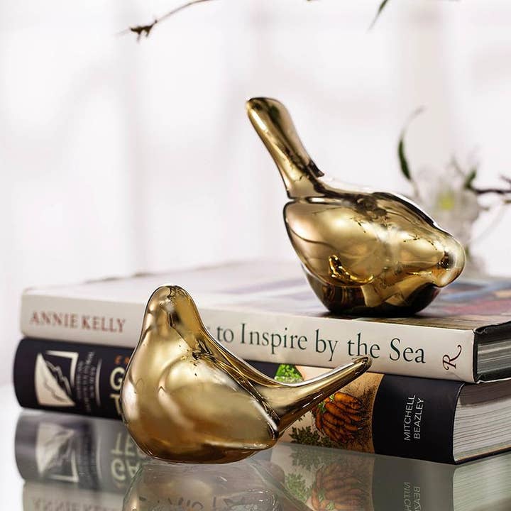 S/2 Chirp Bird Accents,Gold for wholesale by A&B Home Group Inc.
