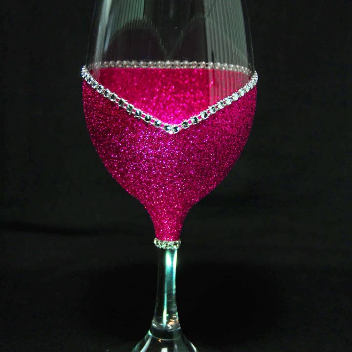 WineyBitches.Co - Wholesale Wine Glass - Flamerica Flamingo – Handmade Glittery Bling Wine Glasses (4th of July Collection)5