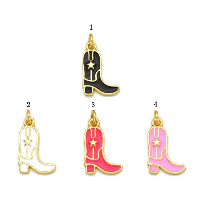 CZ Colorful Enamel Boot Charm, Sku#ML65 for wholesale by BestBeads&Beyond