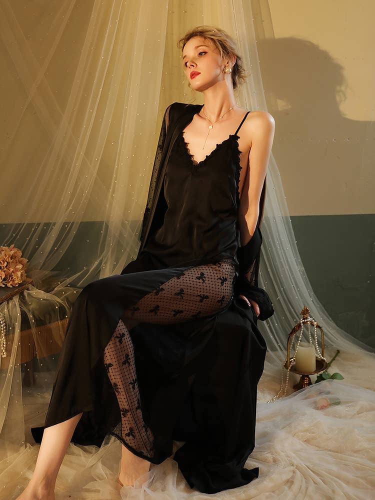 Sweetkama - Wholesale Robe - Women's - Lace Night Gown, Silk Robes,Bridal Party Robes,with babydoll20