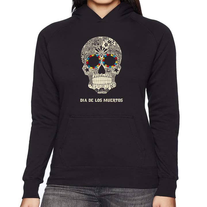 Women's Word Art Hooded Sweatshirt -Dia De Los Muertos for wholesale by LA Pop Art