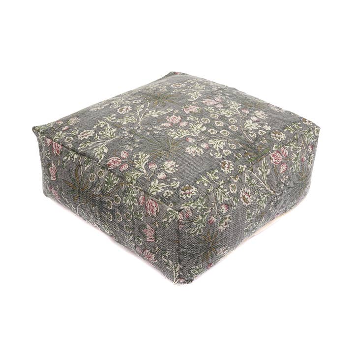 Stunning Moroccan Ottoman | Decor Gift - Grey Printed for wholesale by Linen Connections