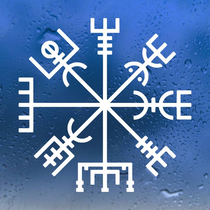 White Viking Compass Vegvisir V2 Vinyl Decal Die Cut Sticker for wholesale by Minglewood Trading
