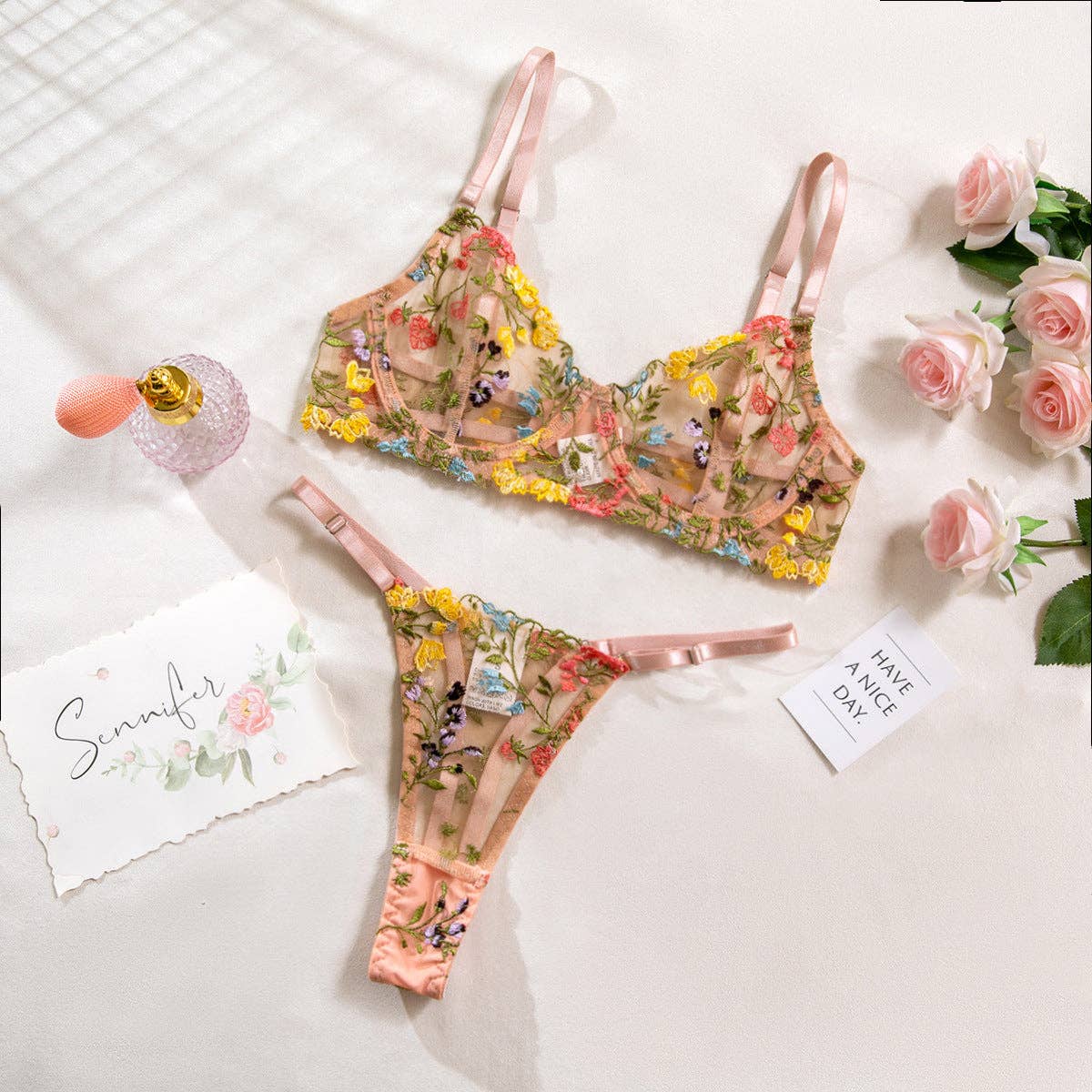 Sweetkama – wholesale Lingerie Set – women's – Sexy Ladies Floral Embroidery Lingerie Set R0031A4