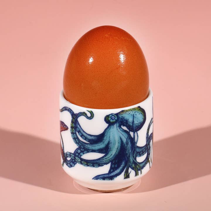 Cream Cornwall - Wholesale Egg Cup/Holder - Bone China Reef Egg Cup - Octopus