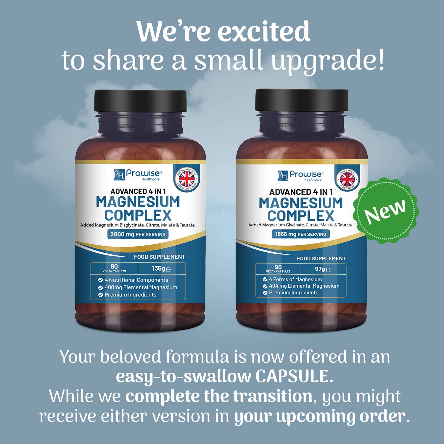 Prowise Healthcare – Großhandel Nahrungsergänzungsmittel/Vitamin zum Einnehmen – Magnesiumglycinat-Komplex 4 in 1 - 1866 mg 90 vegane Kapseln1