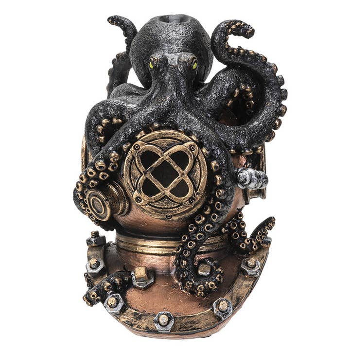Kraken on Divers Helmet Backflow Incense Burner for wholesale by Pacific Trading