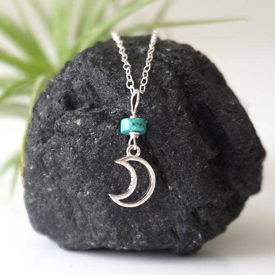 Turquoise Moon Crystal Necklace, December & Holiday Gifts for wholesale by Raw Stone Elegance