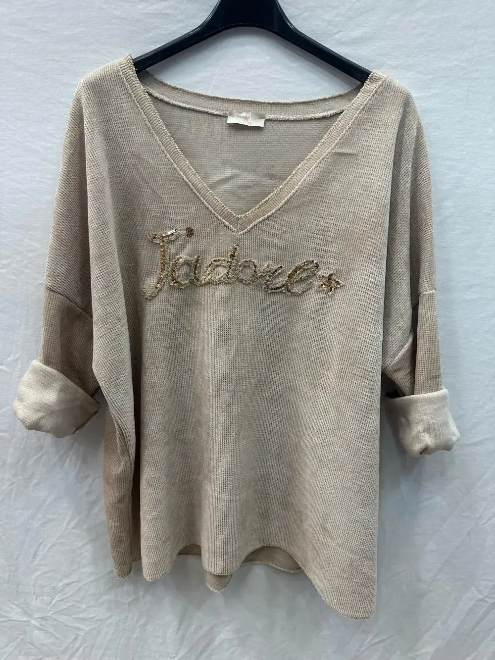 Mimi & Gogo - Wholesale Sweatshirt - Women's - Velvet Sweatshirt I love @4589_HVJadore1