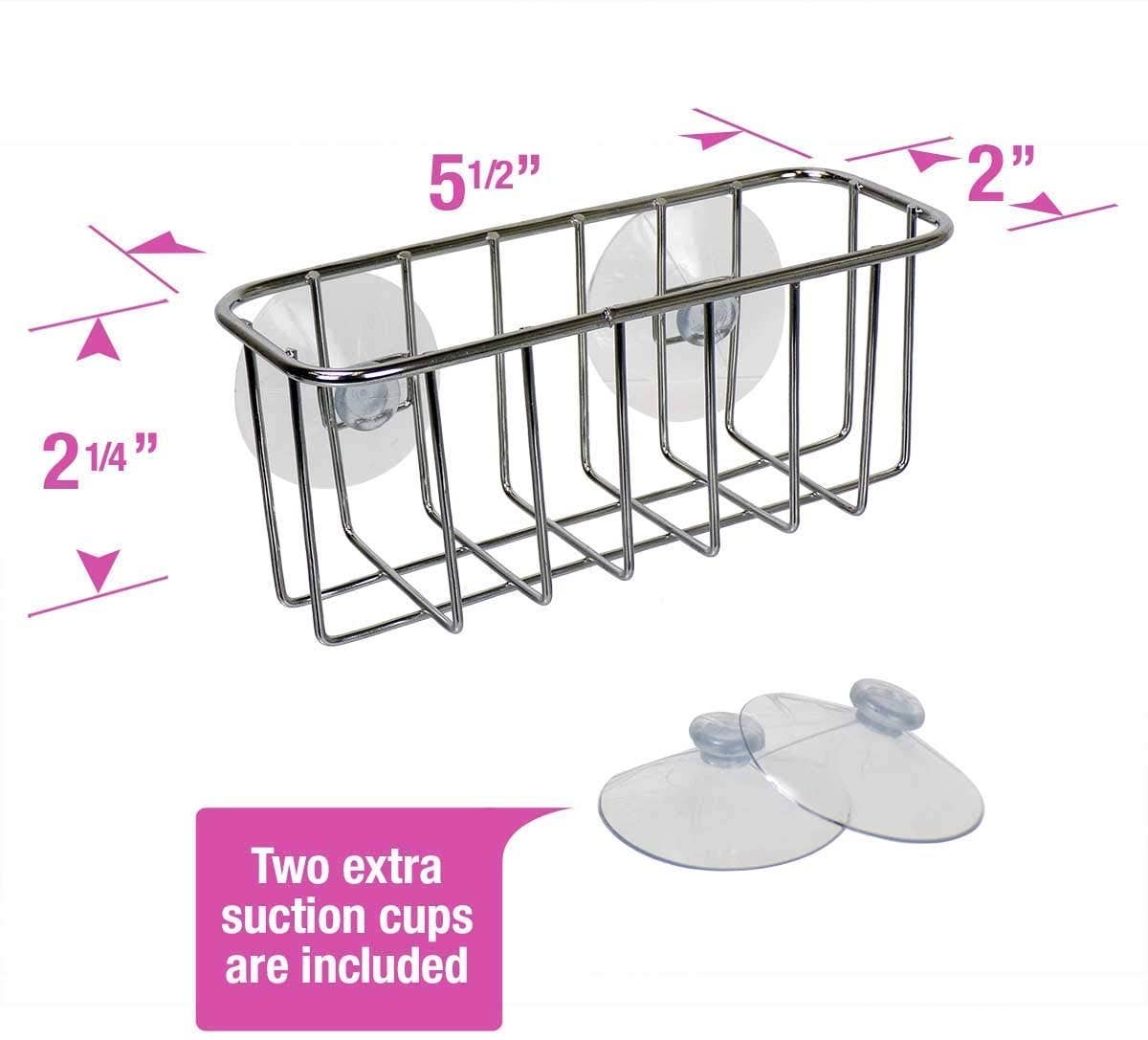 Jolitee Silver Stainless Steel Suction Cup Sink Caddy for Sponges or Soap with Extra Suction Cups for wholesale on Faire1