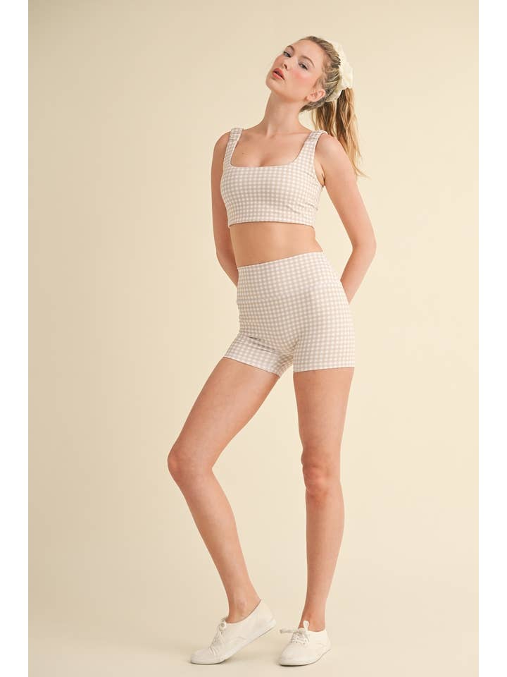 KIMBERLY C - Wholesale Sports Bra - Women's - Gingham Print Ruched Bra Top10