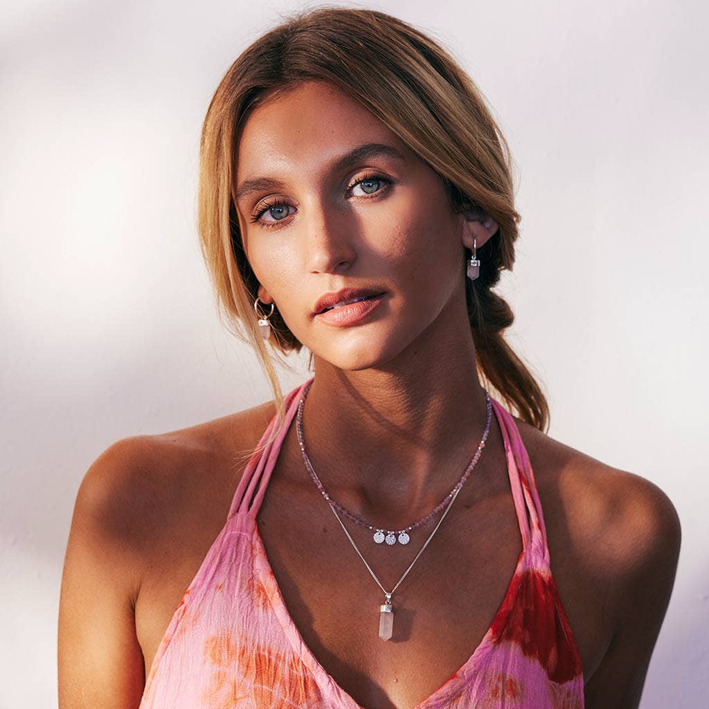 QUARTZO ROSA Brincos de Argola Open Heart para venda a revendedores na Faire4