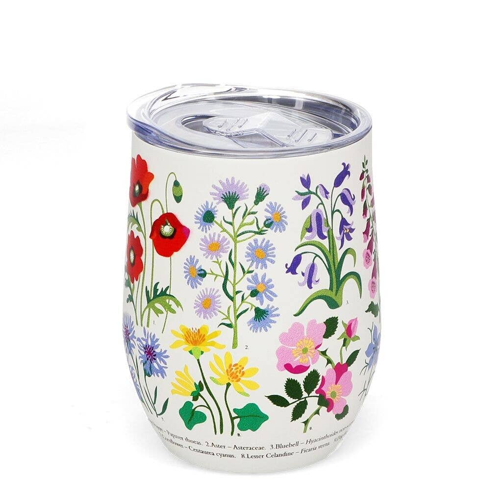 Rex B2B - UK - Vente Gourde/bouteille isotherme - Tasse de voyage 350ml - Fleurs sauvages1