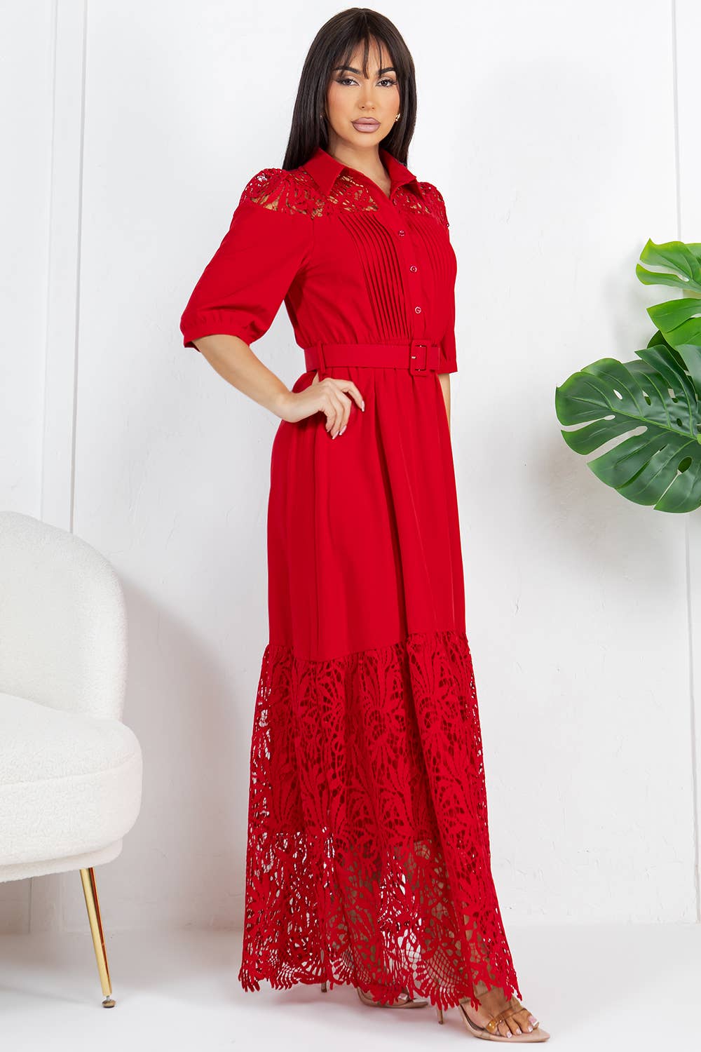 Fashion Space - Vendita all'ingrosso Vestito - Donna - Abito lungo elegante a maglia unita da donna8