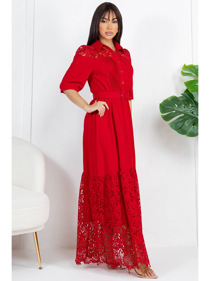 Fashion Space - Wholesale Dress - Women's - Women's Solid Crochet Elegant Maxi Dress8