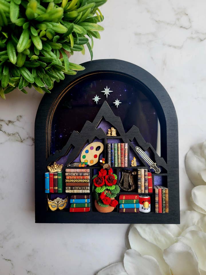 Starry Mountain Mini Bookshelf (Lighted) for wholesale by Kraft Kraken